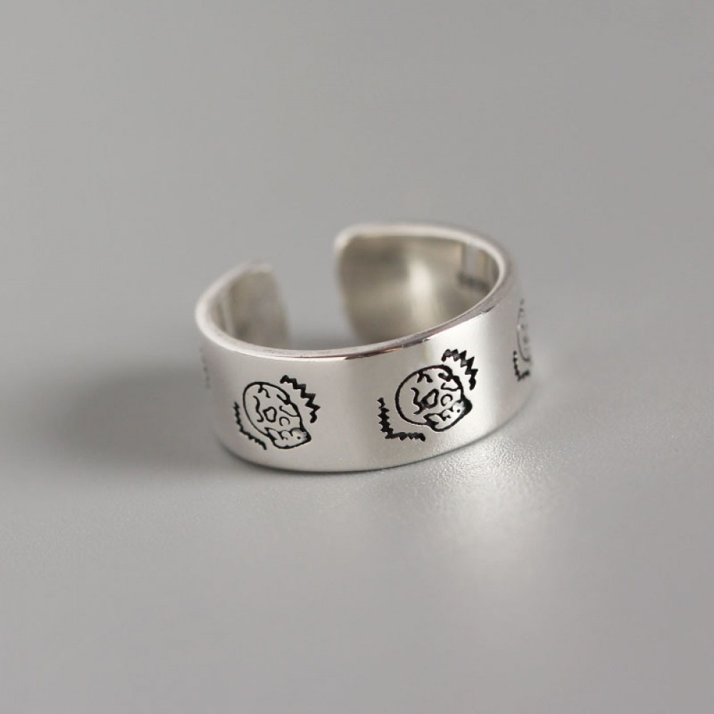 Vintage Engraved Skull Open Ring - MLYH254