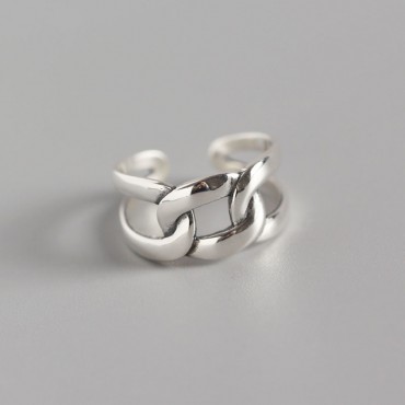 Thick Chain Braid Texture Open Ring