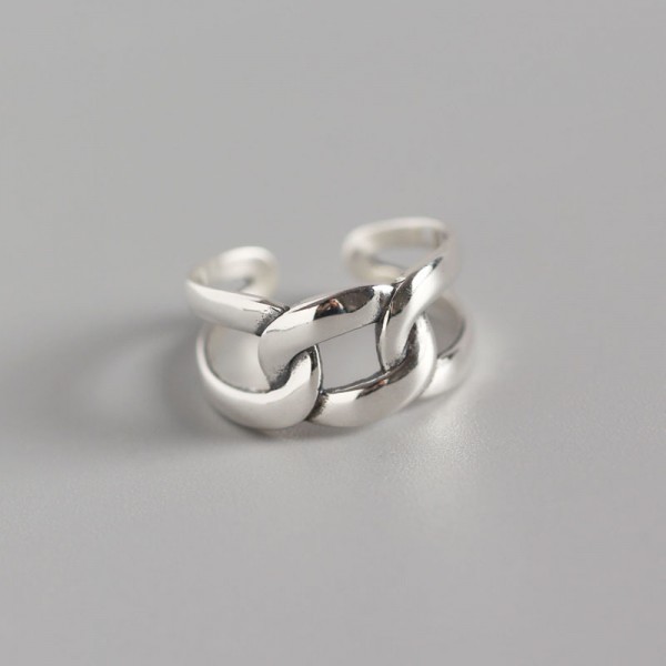 Thick Chain Braid Texture Open Ring