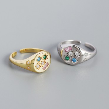 Multicolored Stars Open Ring