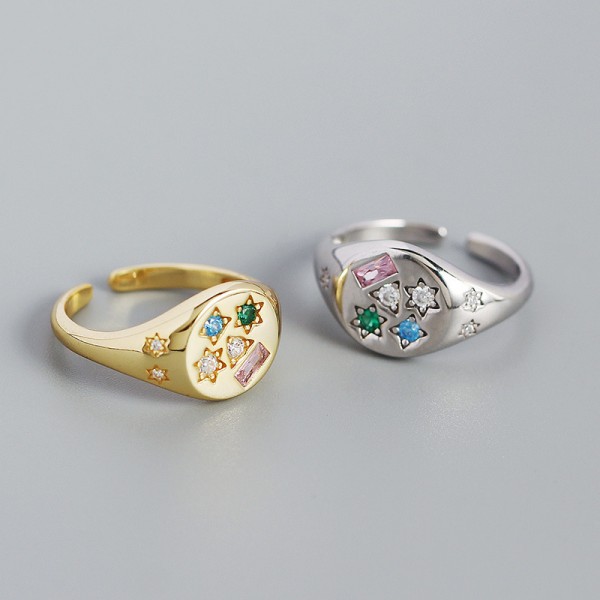 Multicolored Stars Open Ring
