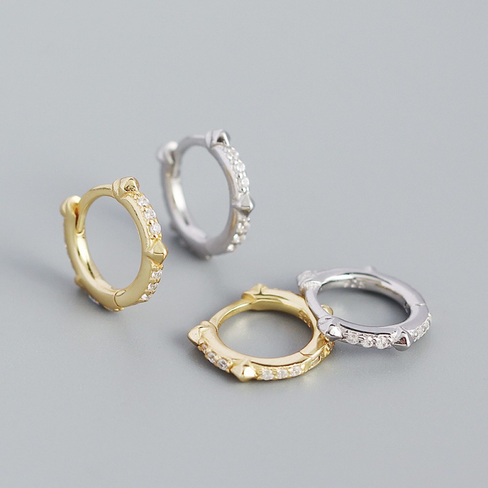 Rivets and Gems Hoop Earrings - MLYH266