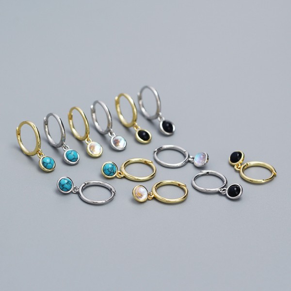 Minimalist Solitaire Gem Dangle Earrings