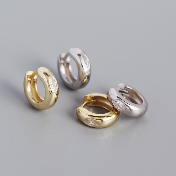 Metallic Marquise Gem Hoop Earrings