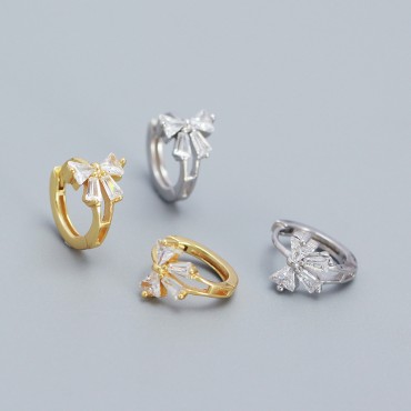 Sparkling Bow Knot Hoop Earrings