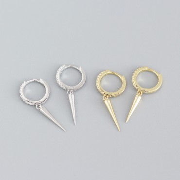 Minimalist Long Rivet Dangle Earrings