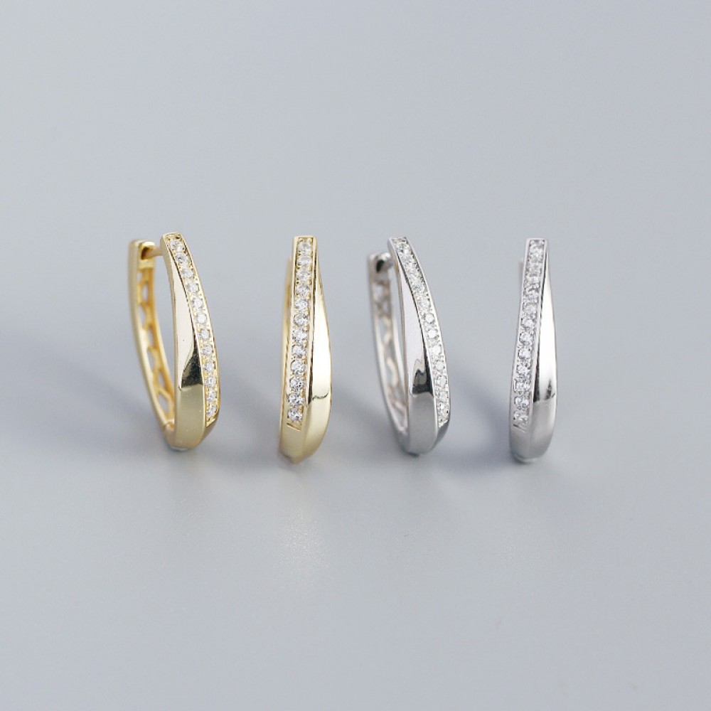 U-shaped Row of Gemstone Hoop Earrings - MLYH281
