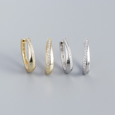 U-shaped Row of Gemstone Hoop Earrings