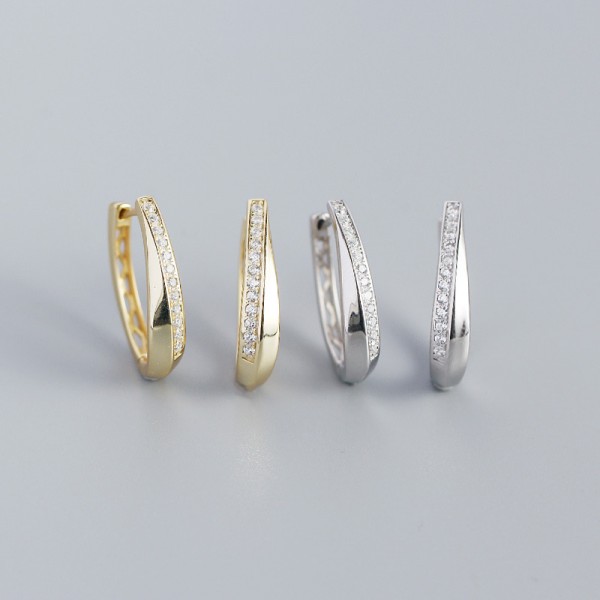 U-shaped Row of Gemstone Hoop Earrings