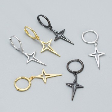 Minimalist Cross Star Dangle Earrings
