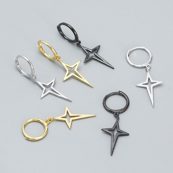 Minimalist Cross Star Dangle Earrings