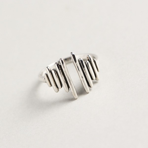 Vintage EKG-shaped Open Ring