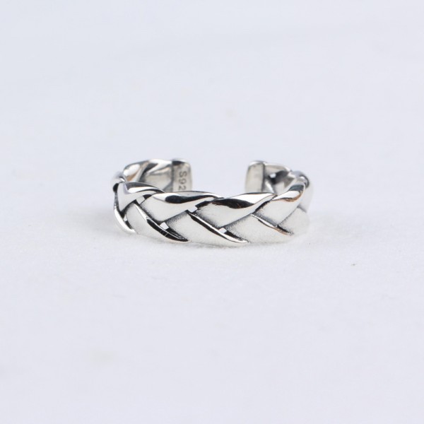 Flat Braid Textured Open Ring