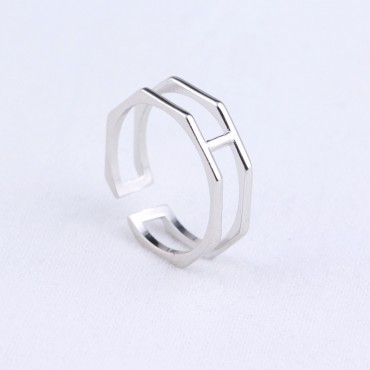 Minimalist Double Hexagonal Open Ring