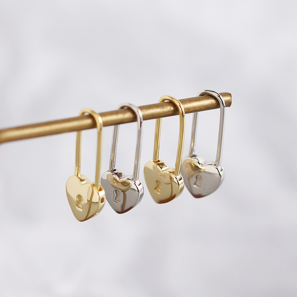 Elegant Heart Lock Drop Earrings - MLYH291