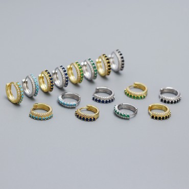 Double Row of Gemstone Hoop Earrings