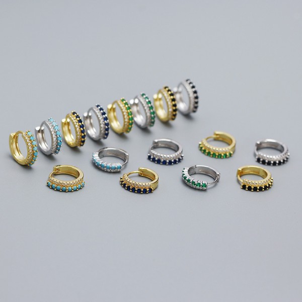 Double Row of Gemstone Hoop Earrings
