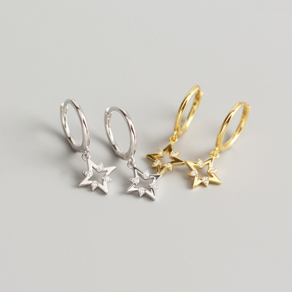 Sparkling Cross Star Dangle Earrings - MLYH296