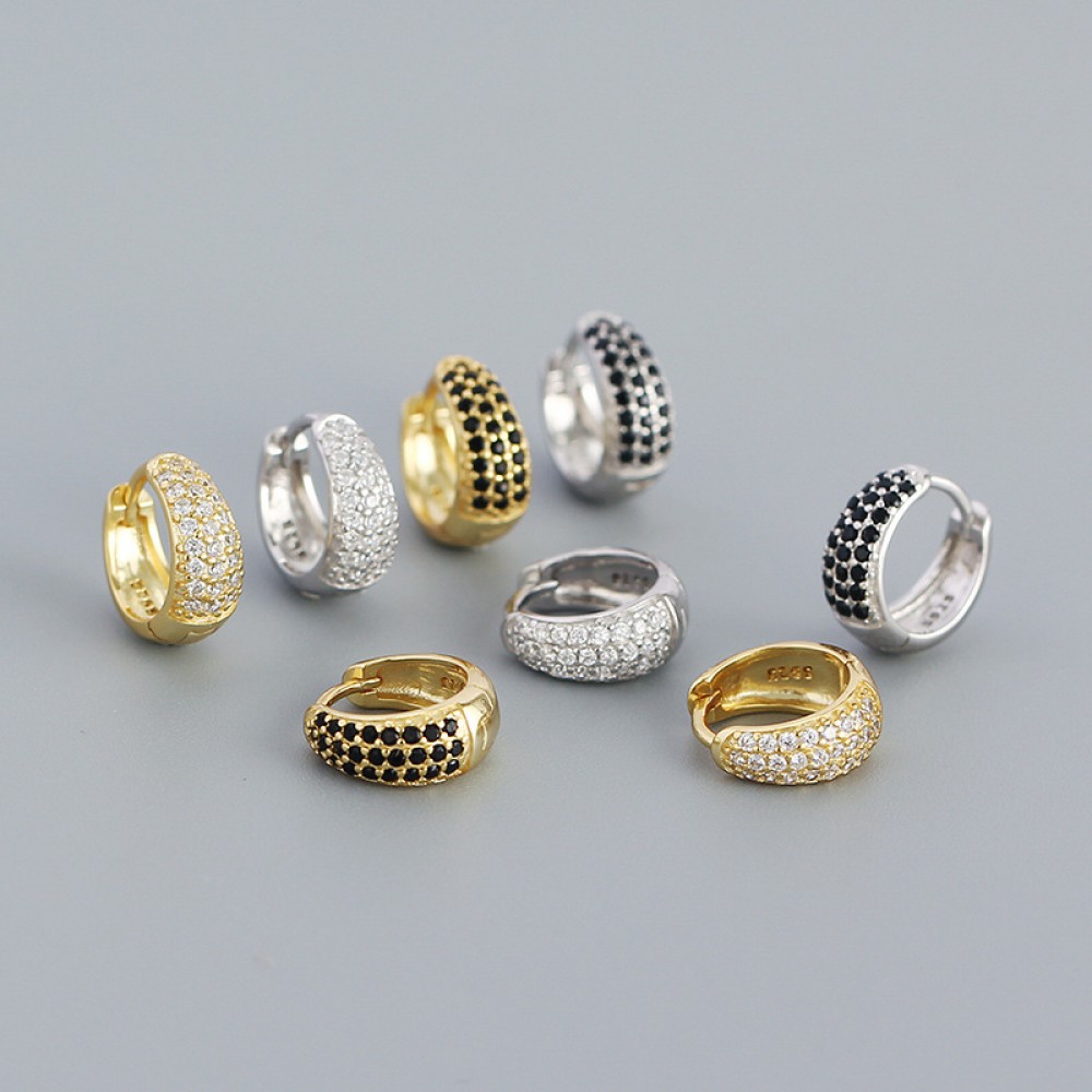 Pave U-shaped Hoop Earrings - MLYH299