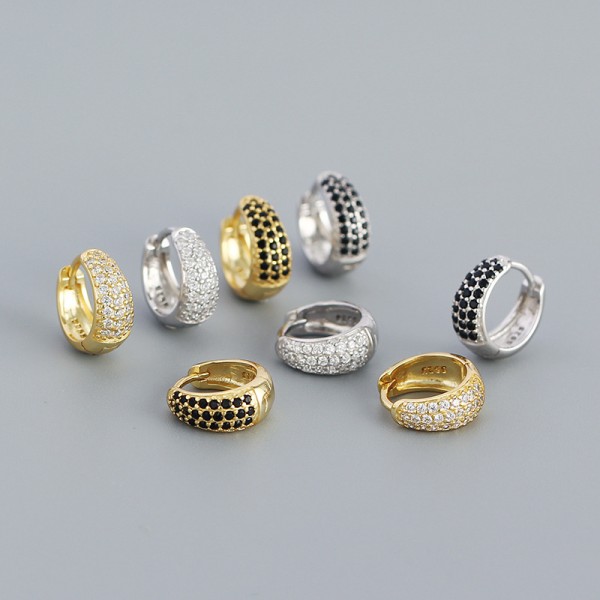 Pave U-shaped Hoop Earrings