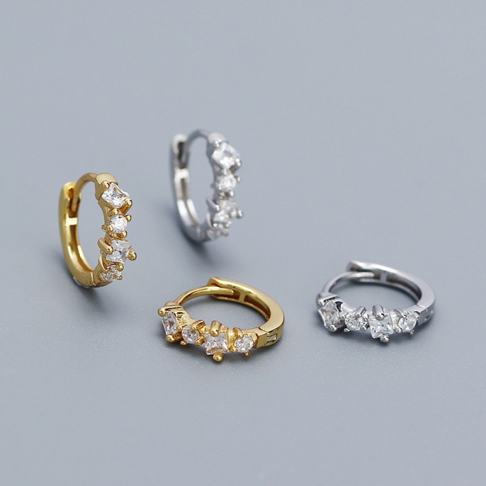 Four Irregular Gemstone Hoop Earrings - MLYH301