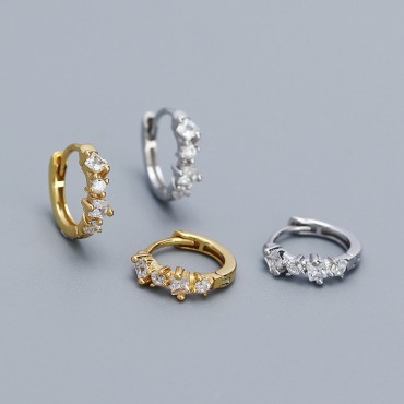 Four Irregular Gemstone Hoop Earrings