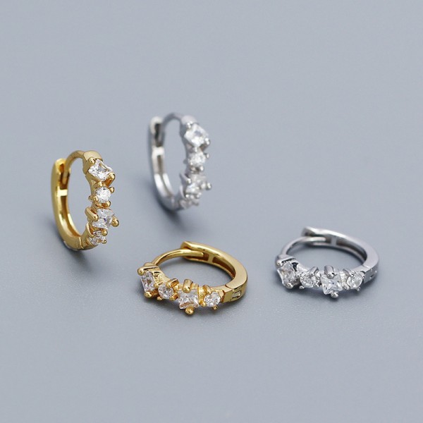 Four Irregular Gemstone Hoop Earrings