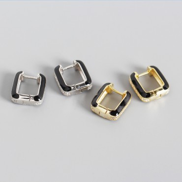 Metallic U-shaped Enamel Hoop Earrings