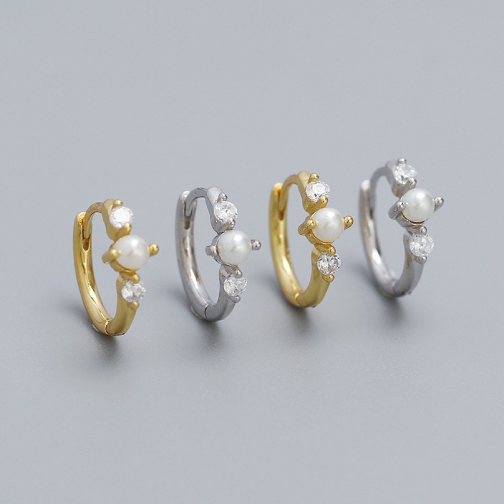 Minimalist Beaded Pearl Hoop Earrings - MLYH304