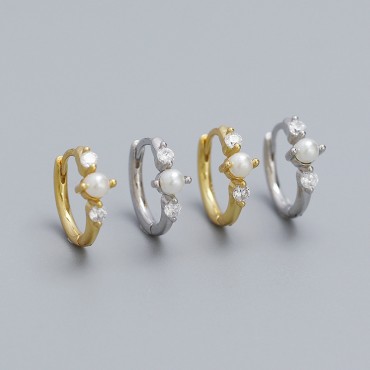 Minimalist Beaded Pearl Hoop Earrings