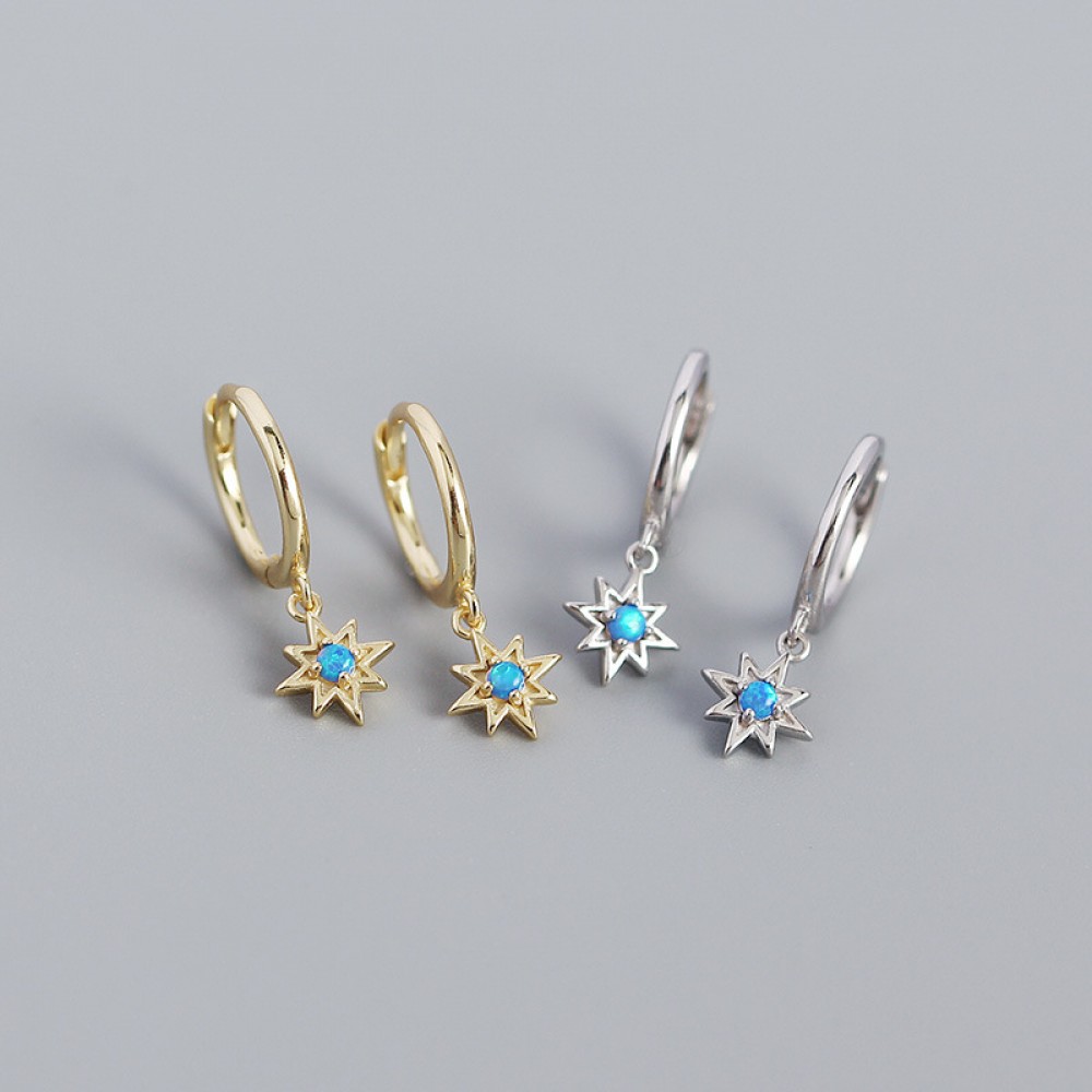 Opal Eight Awn Star Dangle Earrings - MLYH307