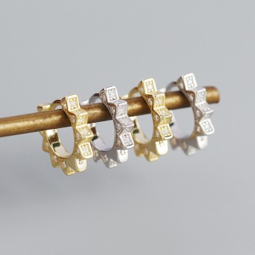 Metallic Nail Shaped Hoop Earrings