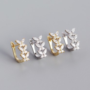 Sparkling 3 Butterflies Hoop Earrings