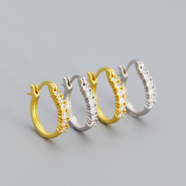 Metallic Gems Row Hoop Earrings