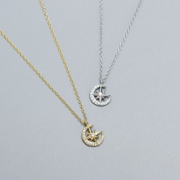 Crescent Moon and Star Necklace