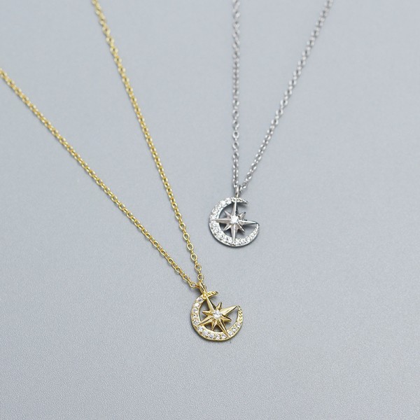 Crescent Moon and Star Necklace