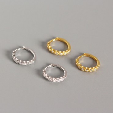 Sparkling Gems Row Hoop Earrings