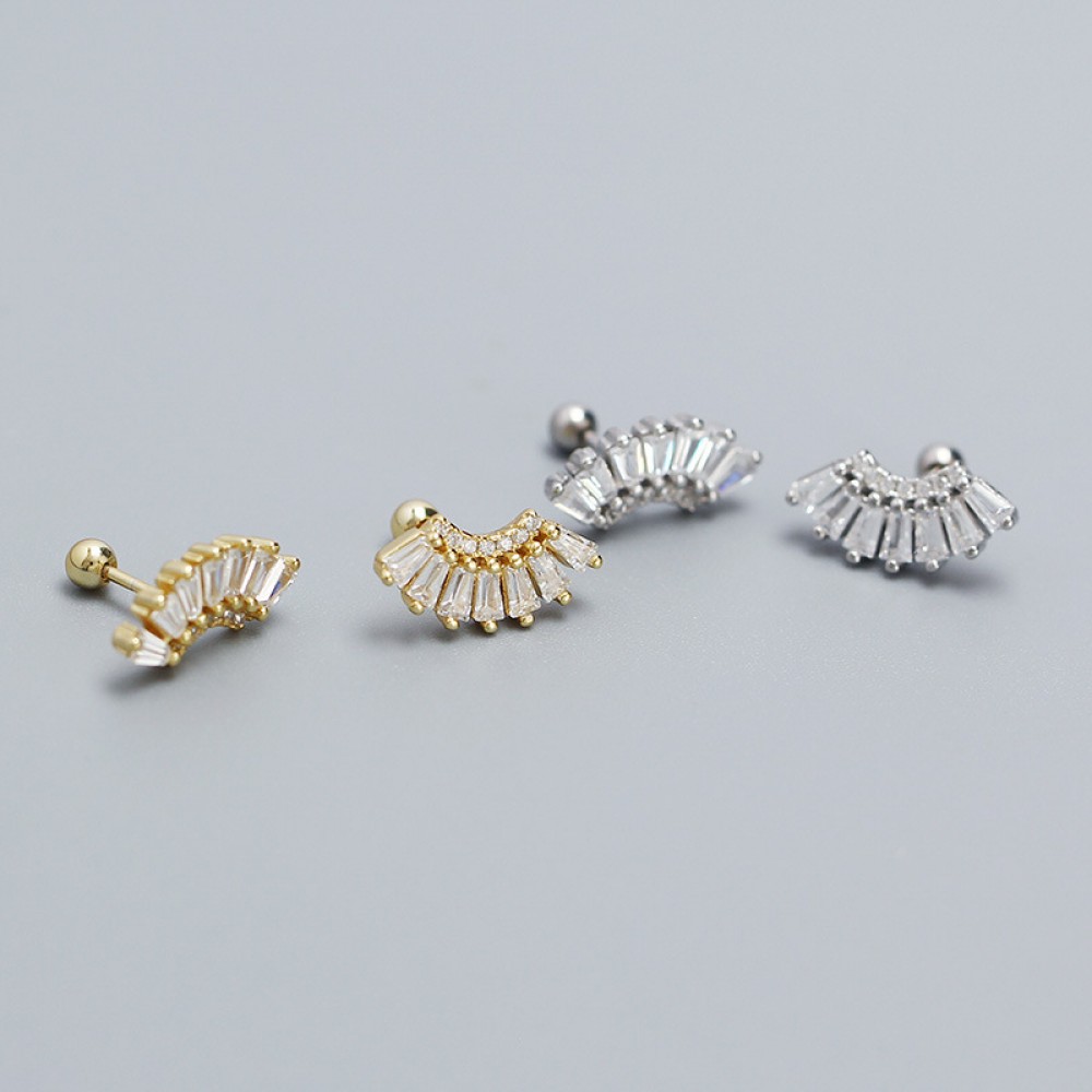 Sparkling Fan-shaped Stud Earrings - MLYH325