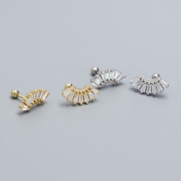 Sparkling Fan-shaped Stud Earrings