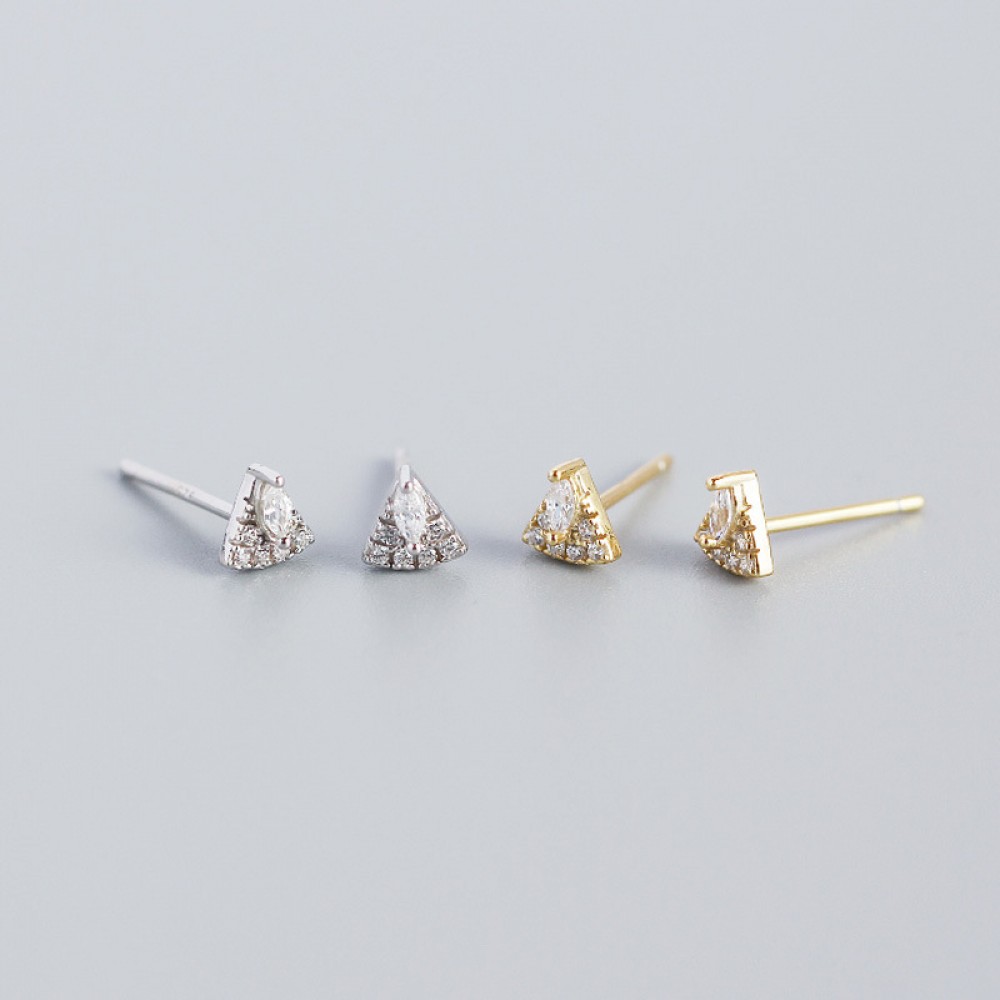 Pave Sector and Marquise Gem Stud Earrings - MLYH329