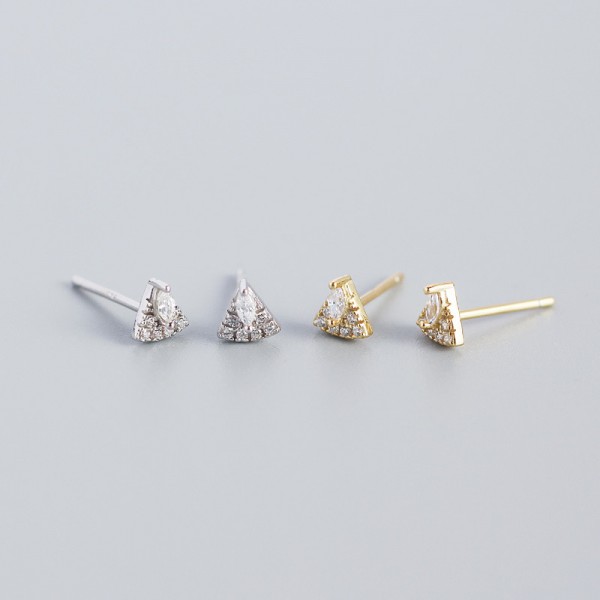 Pave Sector and Marquise Gem Stud Earrings