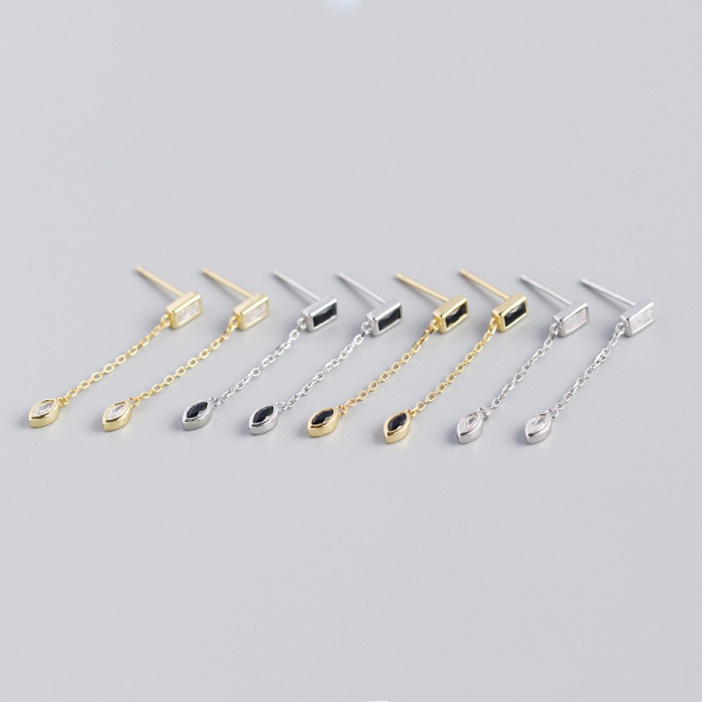 Marquise and Rectangular Gem Dangle Earrings - MLYH330