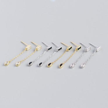 Marquise and Rectangular Gem Dangle Earrings