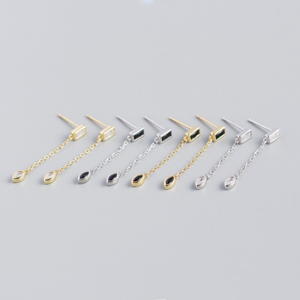 Marquise and Rectangular Gem Dangle Earrings