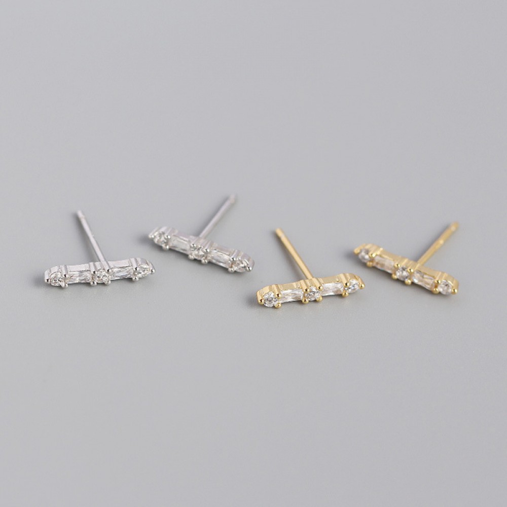 Sparkling Straight Gemstone Stud Earrings - MLYH331
