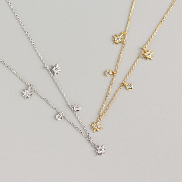 Sparkling Eight-pointed Star Necklace