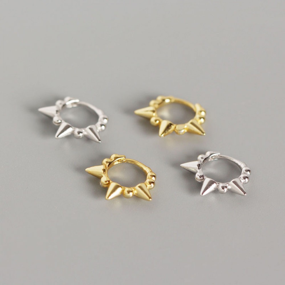 Metallic Beads and Rivets Hoop Earrings - MLYH334