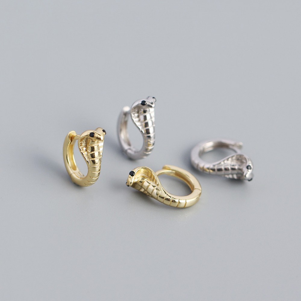 Metallic King Cobra Hoop Earrings - MLYH342