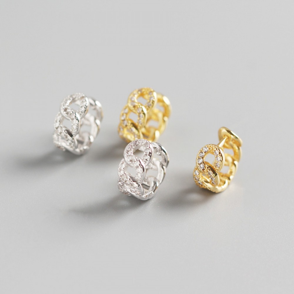 Pave Chain Shaped Hoop Earrings - MLYH349