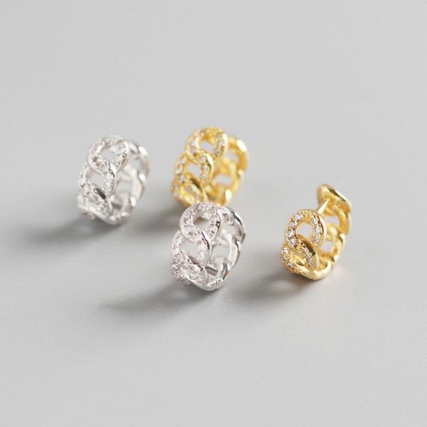 Pave Chain Shaped Hoop Earrings